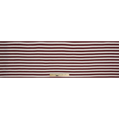 Italian Brick Red Awning Striped Cotton Waffle Knit Full