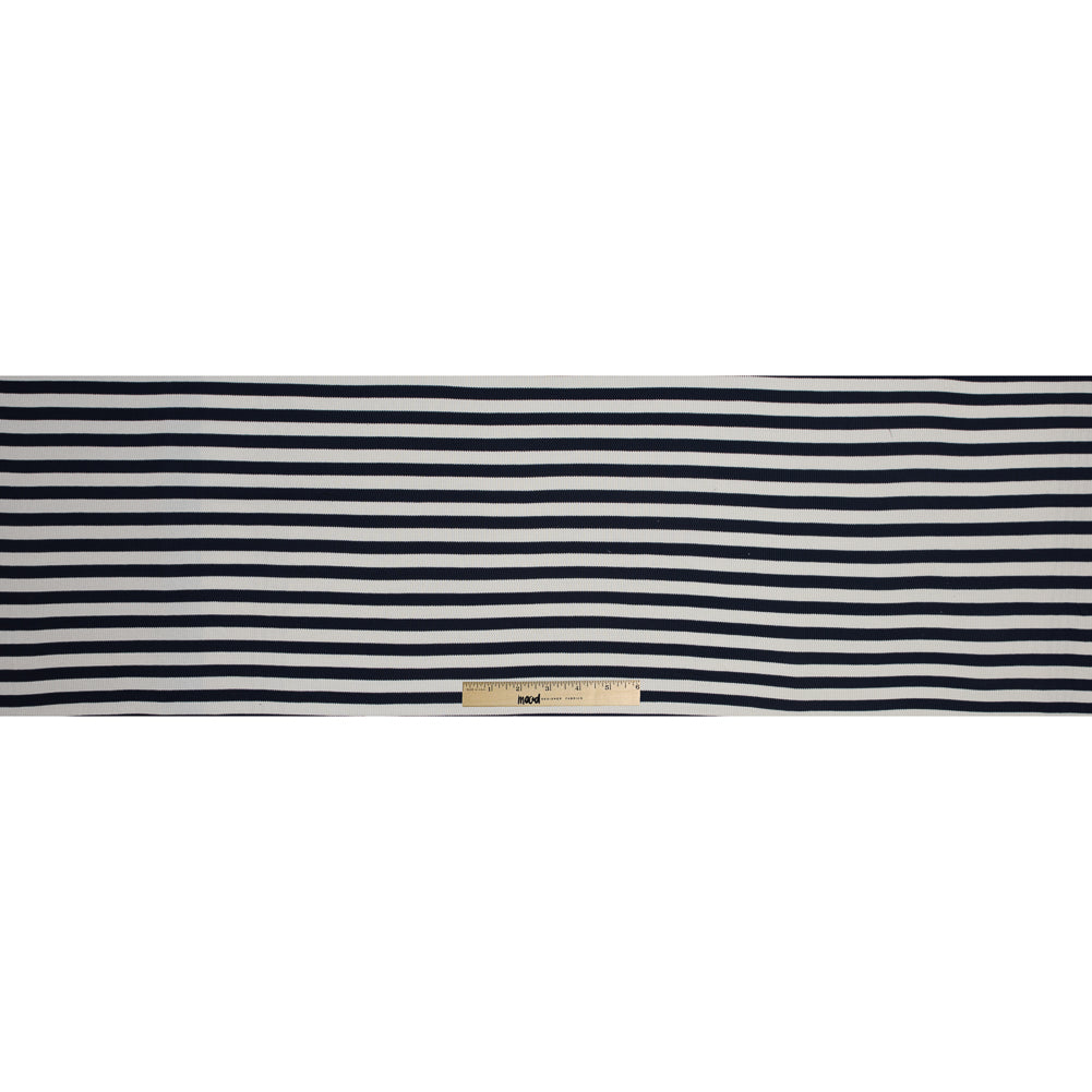 Italian Navy Awning Striped Cotton Waffle Knit Full