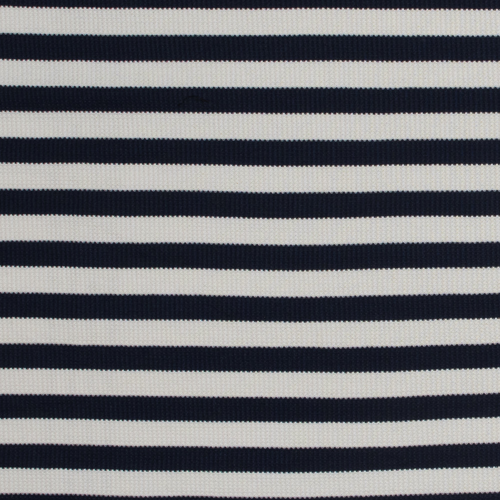 Italian Navy Awning Striped Cotton Waffle Knit
