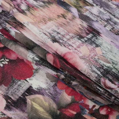 Italian Red and Beige Floral Sweater Knit Folded