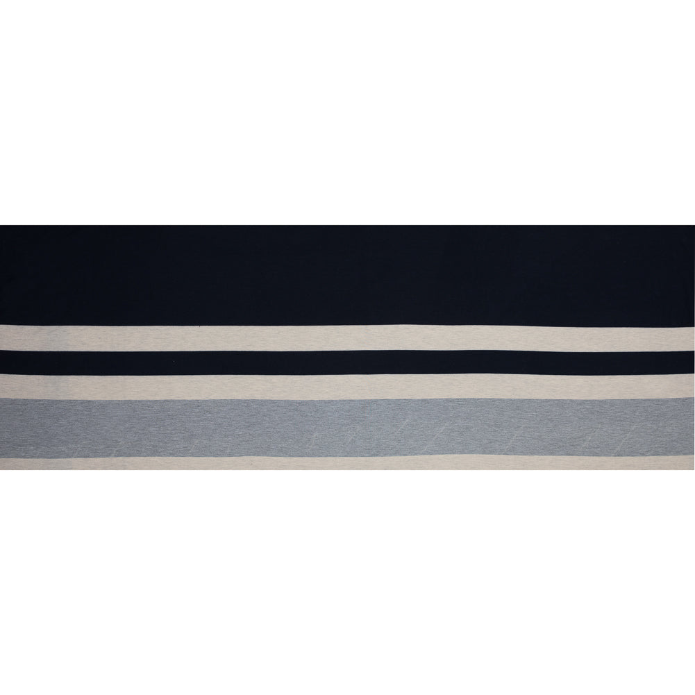 Navy, Oatmeal and Gray Awning Striped Jersey Folded