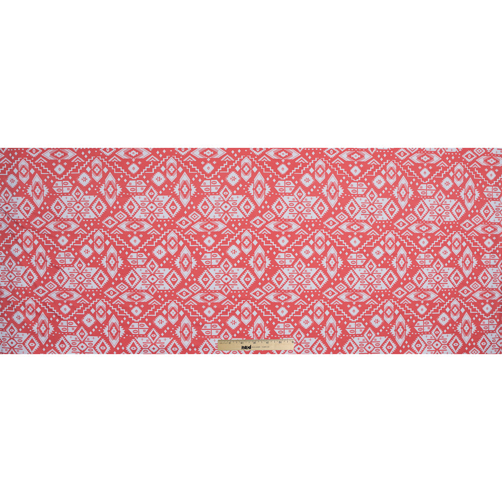 2.5 Yards of Coral and White Tribal Printed Jersey Full