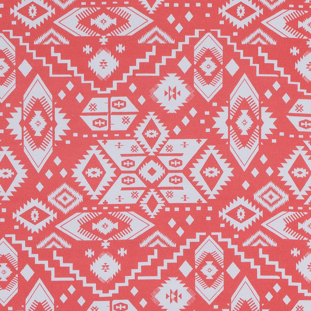 2.5 Yards of Coral and White Tribal Printed Jersey