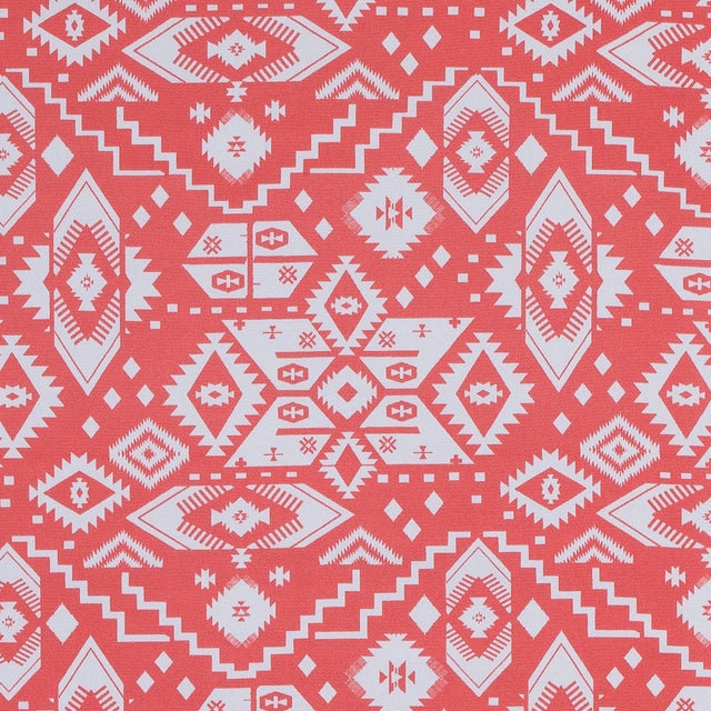2.5 Yards of Coral and White Tribal Printed Jersey