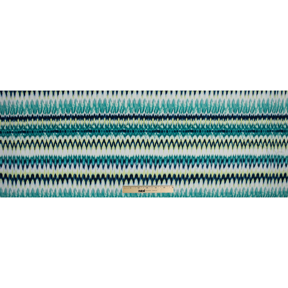 Royal, Green and Lime Ikat Printed Jersey Folded