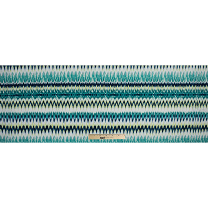 Royal, Green and Lime Ikat Printed Jersey Folded