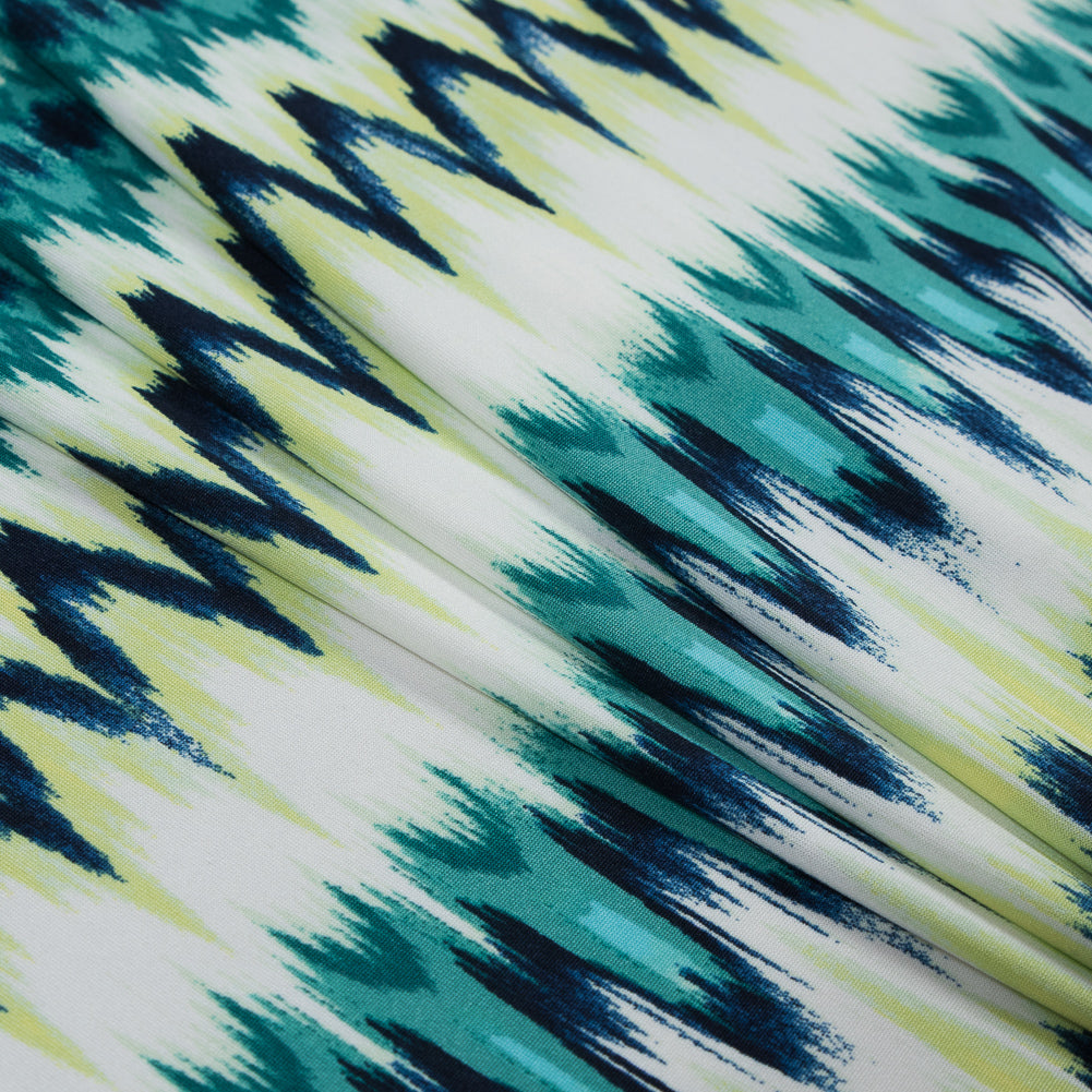 Royal, Green and Lime Ikat Printed Jersey Detail