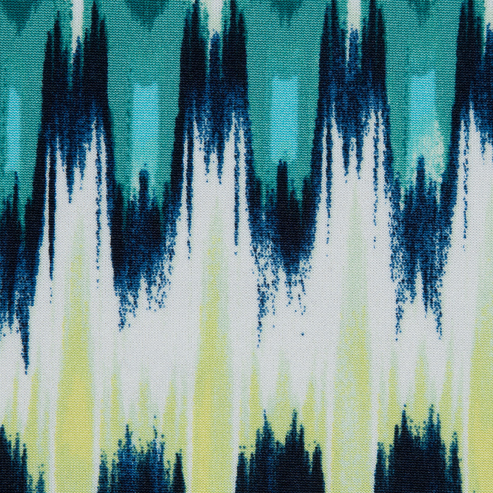 Royal, Green and Lime Ikat Printed Jersey Full