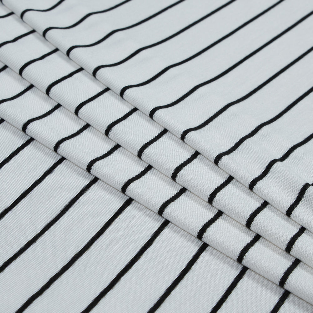 White and Black Pencil Striped Jersey Detail