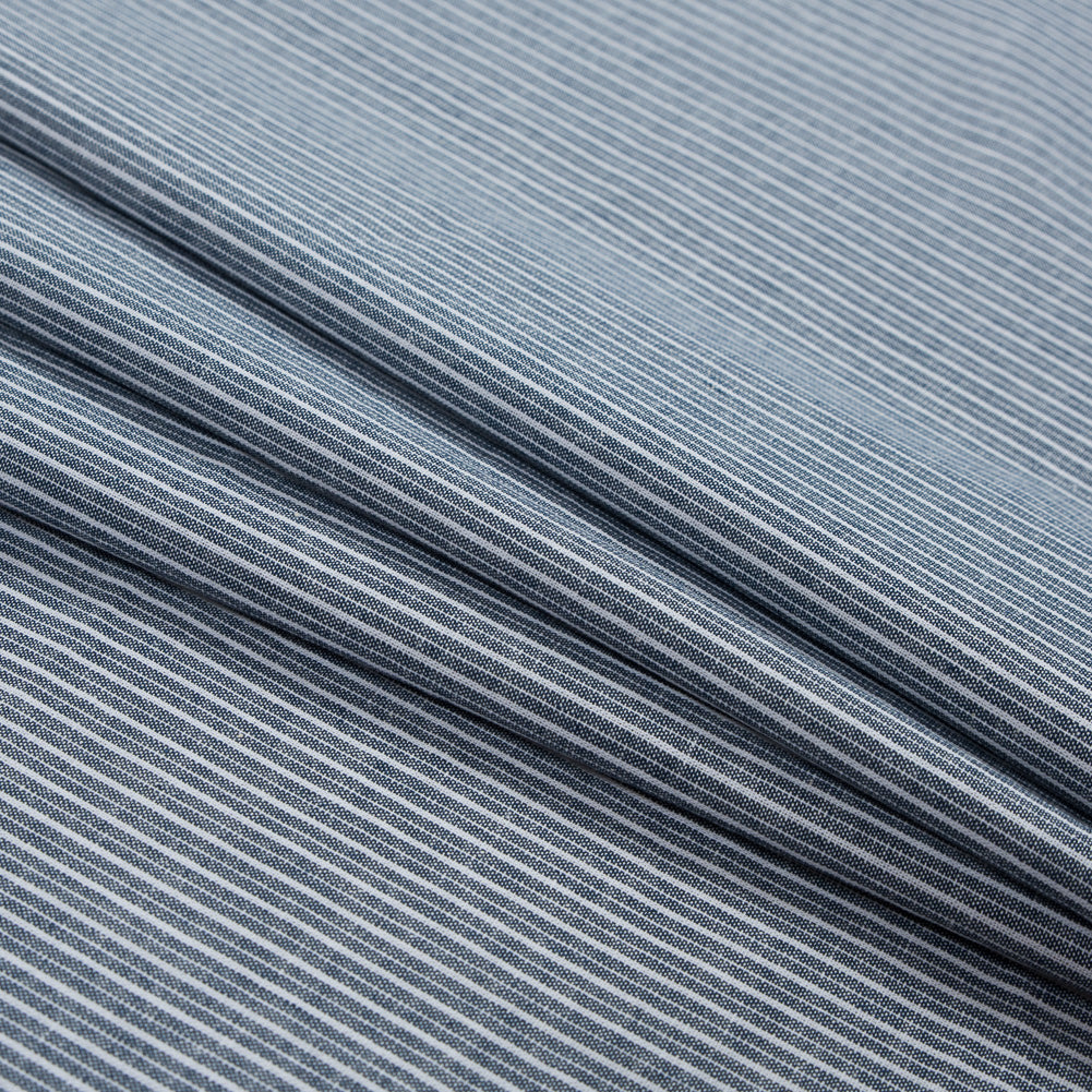 Navy Striped Cotton Chambray Detail