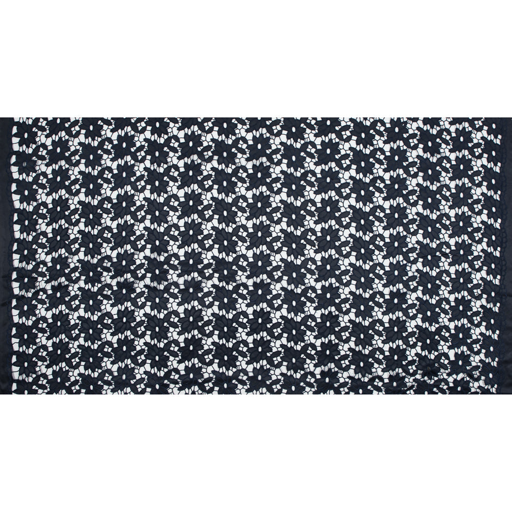 Faux Leather Cutout Lace - Black and Navy Floral Full