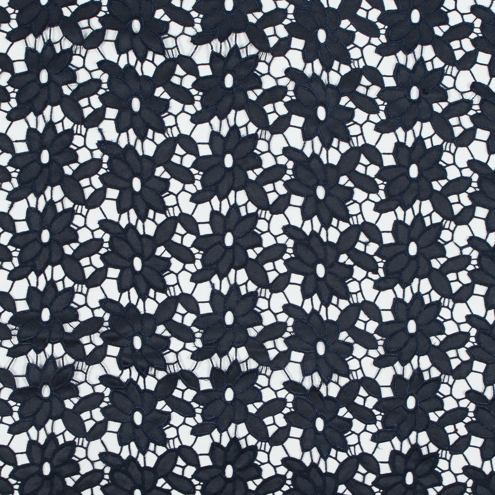 Faux Leather Cutout Lace - Black and Navy Floral