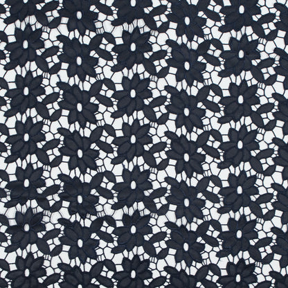 Faux Leather Cutout Lace - Black and Navy Floral