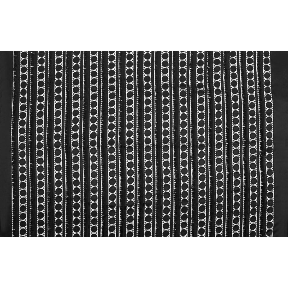 Fringed Guipure Lace - Black Geometric Full