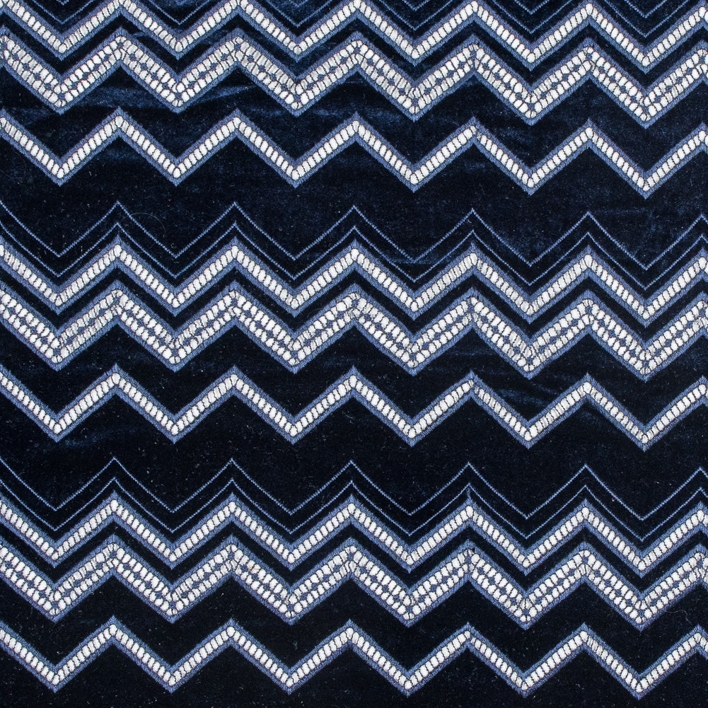 Velvet Lace - Navy Geometric