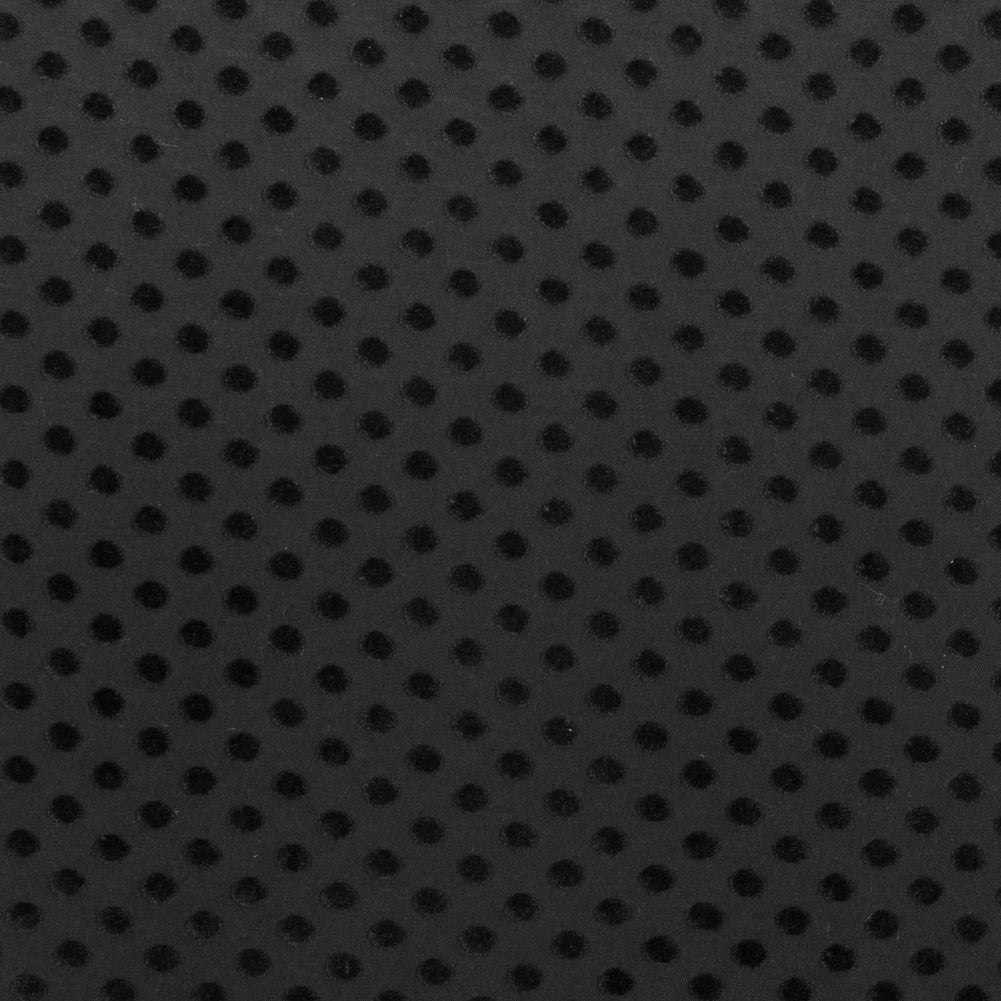 Black Knit Twill with Flocked Polka Dots