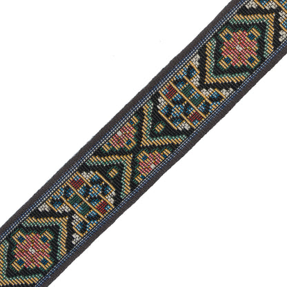 Brown and Yellow Tribal Jacquard Ribbon - 1.125" Detail