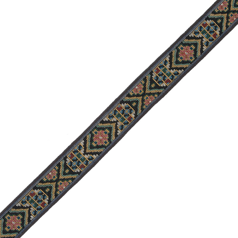 Brown and Yellow Tribal Jacquard Ribbon - 1.125"
