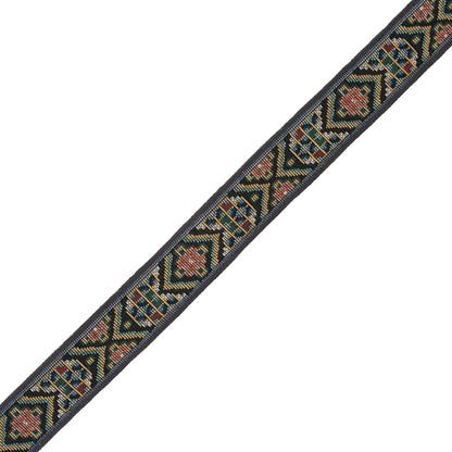 Brown and Yellow Tribal Jacquard Ribbon - 1.125"