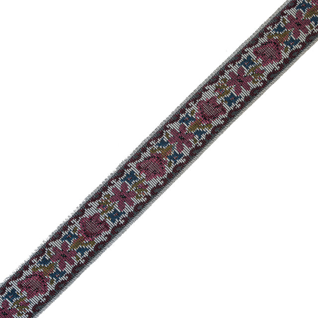 Pink Floral Jacquard Ribbon - 1.5"