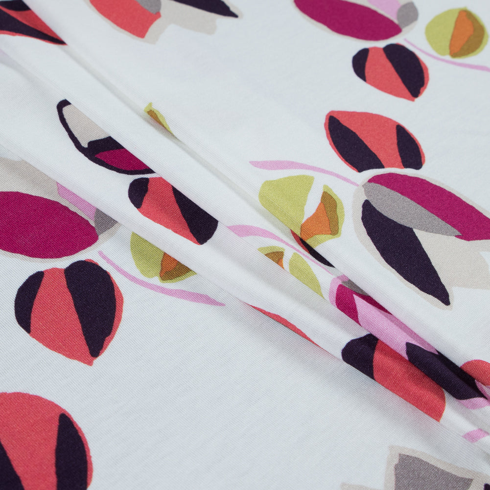 Italian Beige and Purple Floral Printed Jersey