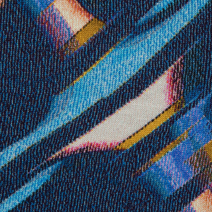 Italian Peacoat Blue Geometric Jersey Knit Detail