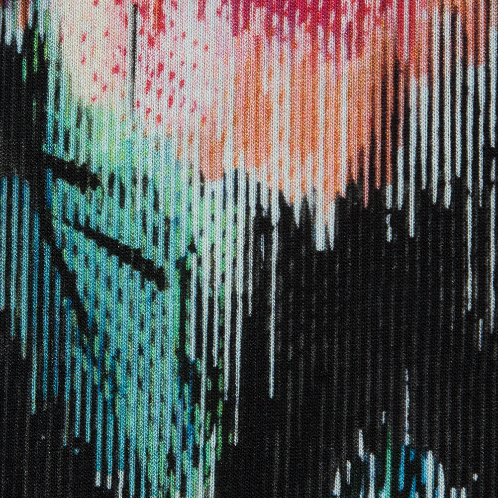 Italian Black and Red Floral Printed Jersey Detail