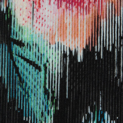 Italian Black and Red Floral Printed Jersey Detail