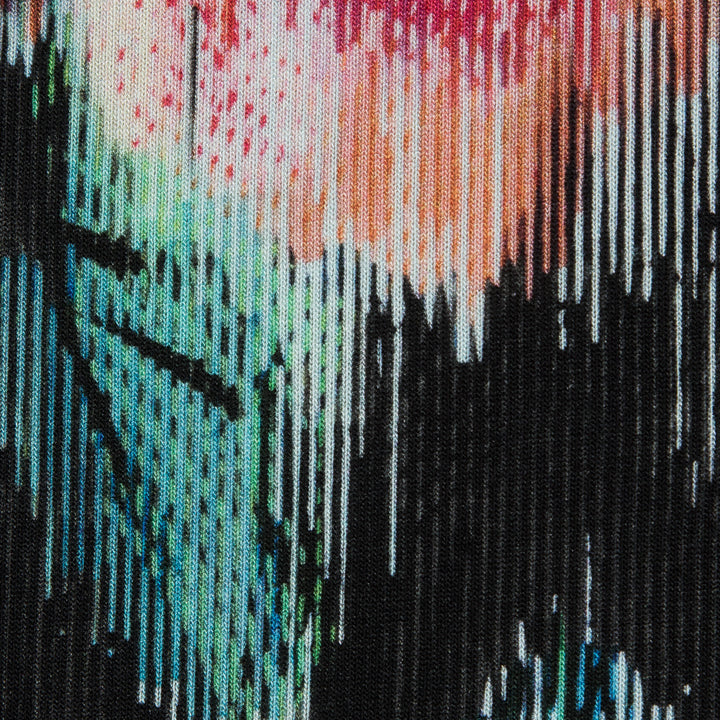 Italian Black and Red Floral Printed Jersey Detail