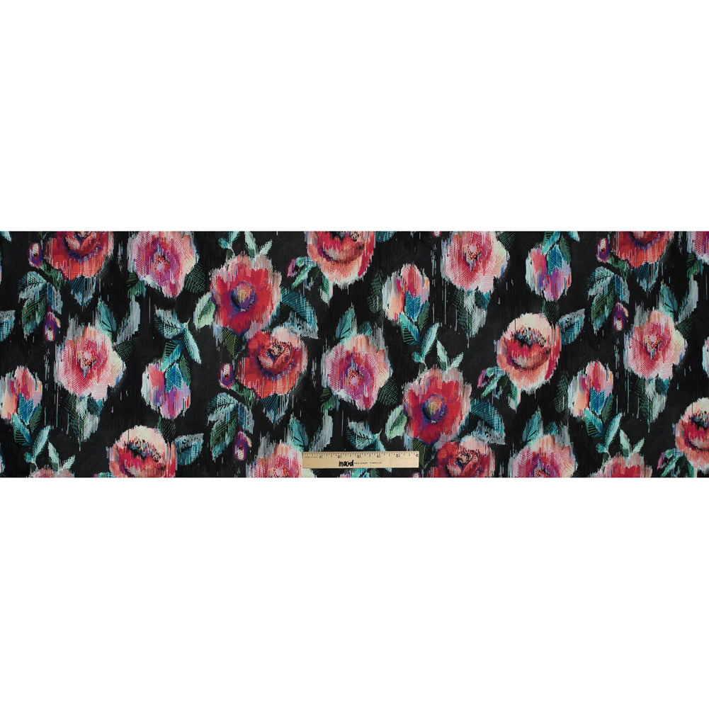 Italian Black and Red Floral Printed Jersey Full