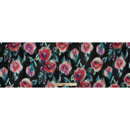 Italian Black and Red Floral Printed Jersey Full