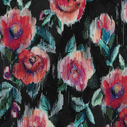 Italian Black and Red Floral Printed Jersey