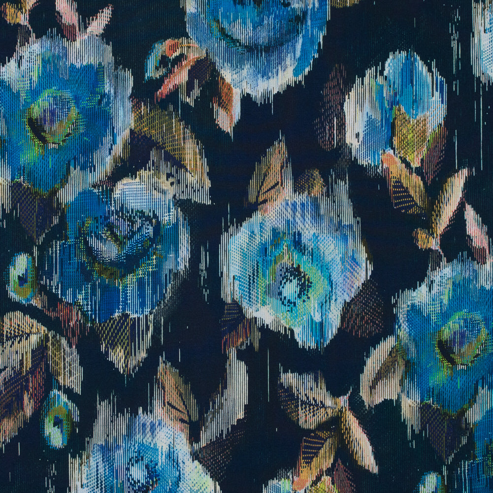 Italian Blue and Green Floral Printed Jersey
