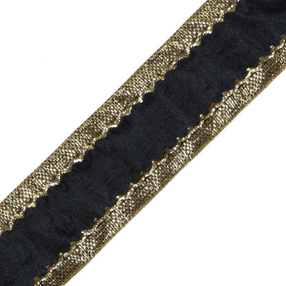 Black and Gold Metallic Ribbon - 1.5" Detail