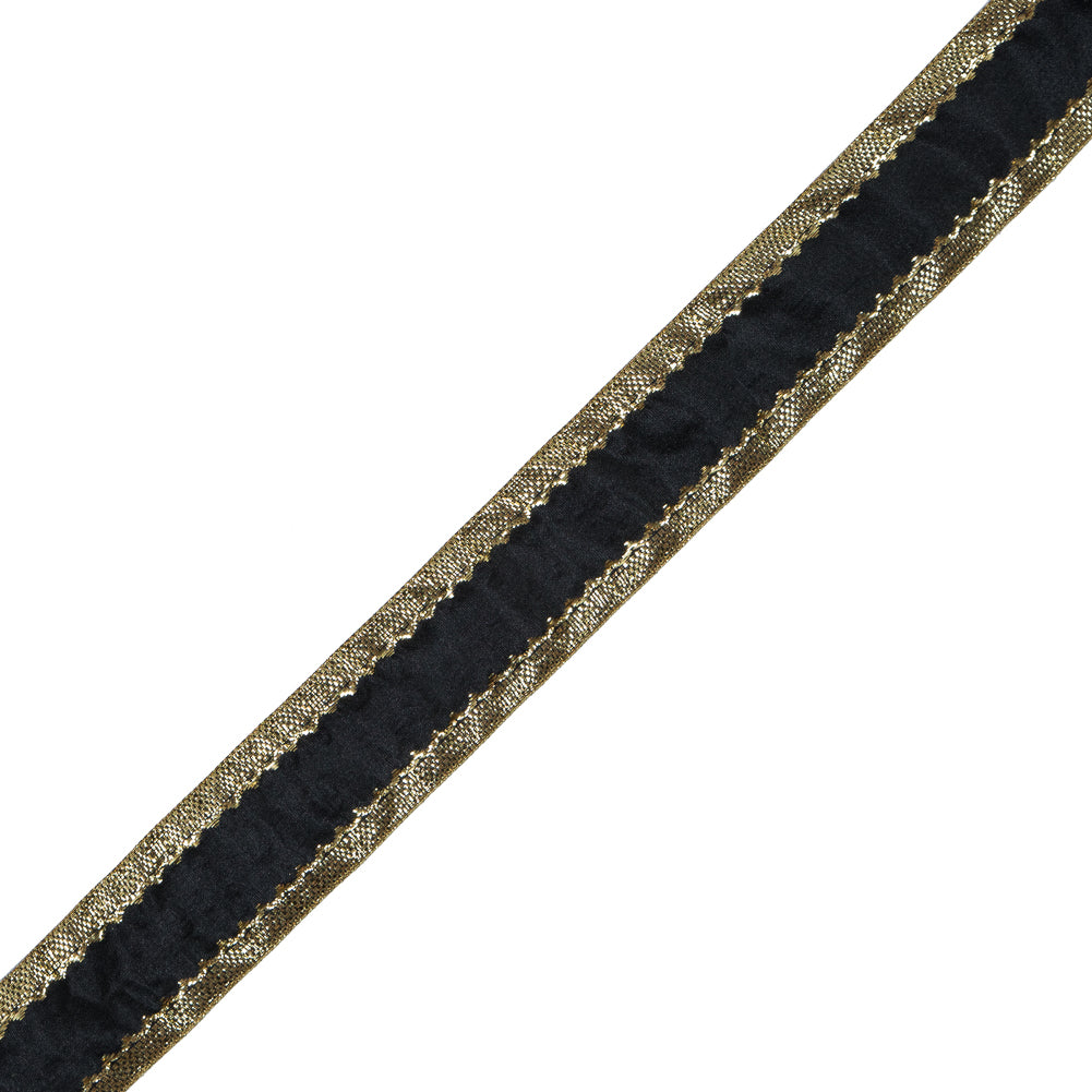 Black and Gold Metallic Ribbon - 1.5"