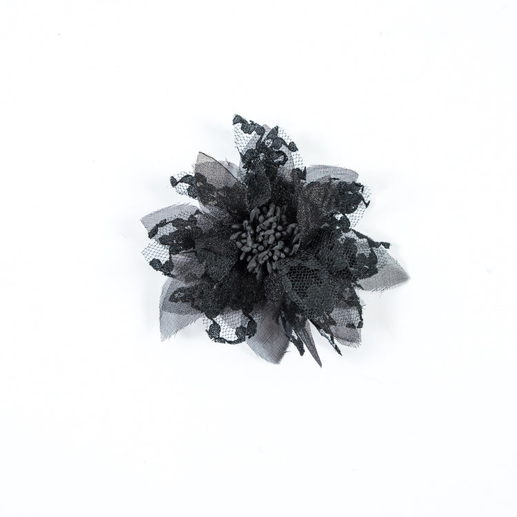 template--25130090922057__main-Black Organza and Lace Flower Pin - 4" x 4"