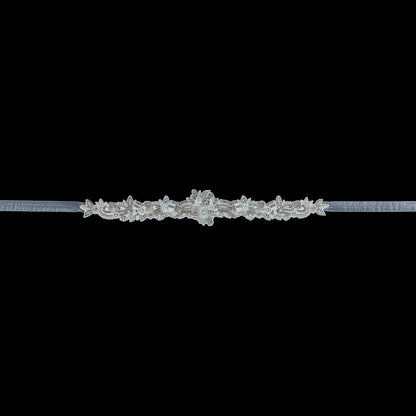 Beaded and Rhinestone Organza Bridal Belt - 3" x 24"