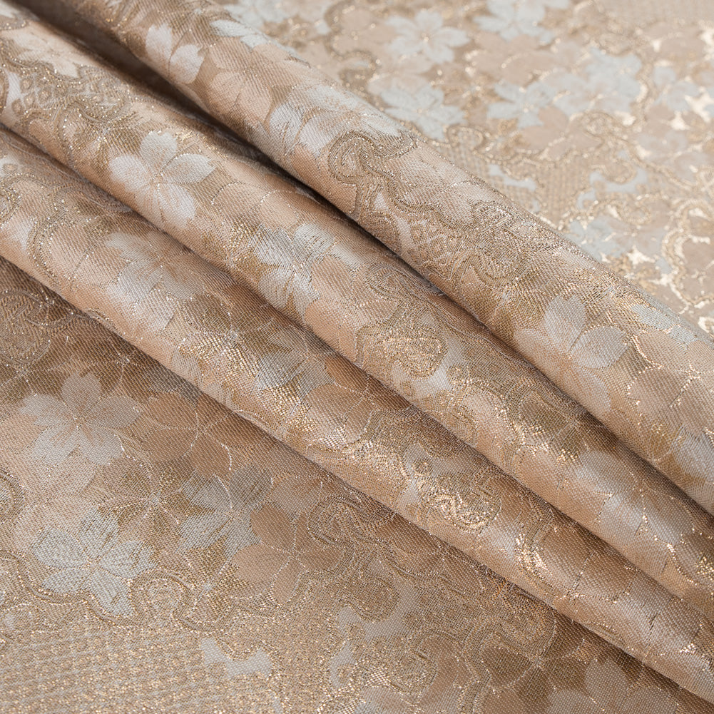 Metallic Gold and Beige Floral Brocade Folded