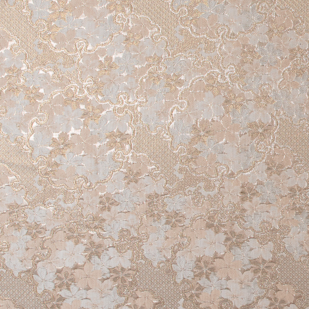 Metallic Gold and Beige Floral Brocade
