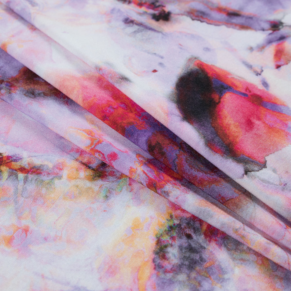 Italian Pink and Purple Abstract Printed Viscose Jersey Folded