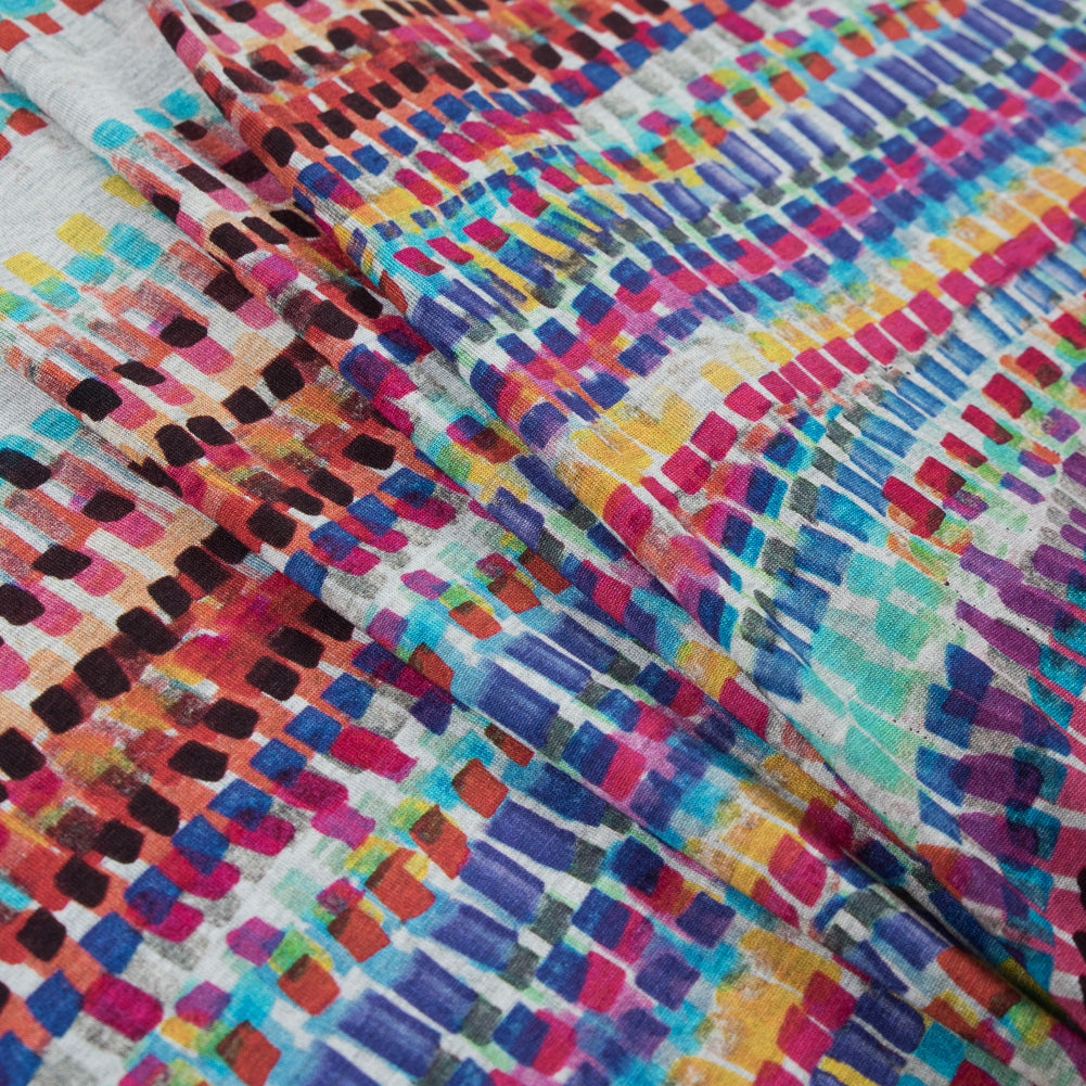 Italian Black and Multicolor Abstract Jersey Panel