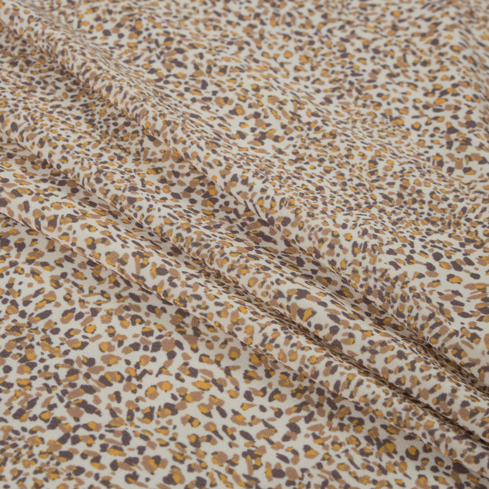 Italian Mustard Animal Digitally Printed Stretch Polyester Folded