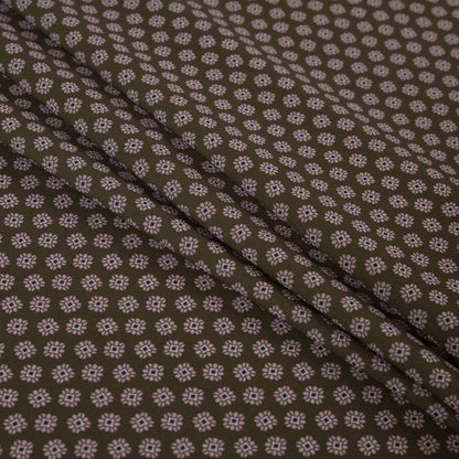 Italian Green and Beige Floral Digitally Printed Stretch Polyester Folded