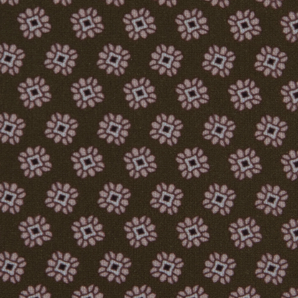 Italian Green and Beige Floral Digitally Printed Stretch Polyester Detail