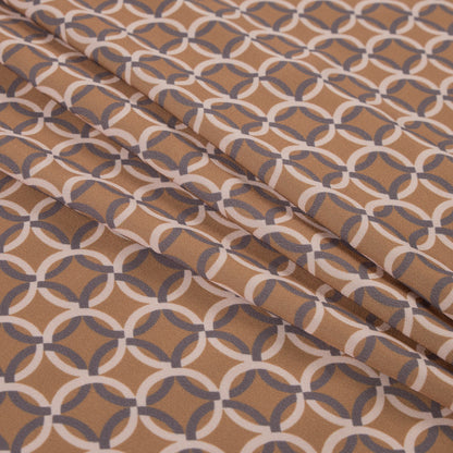 Italian Mustard and Beige Geometric Stretch Polyester Folded