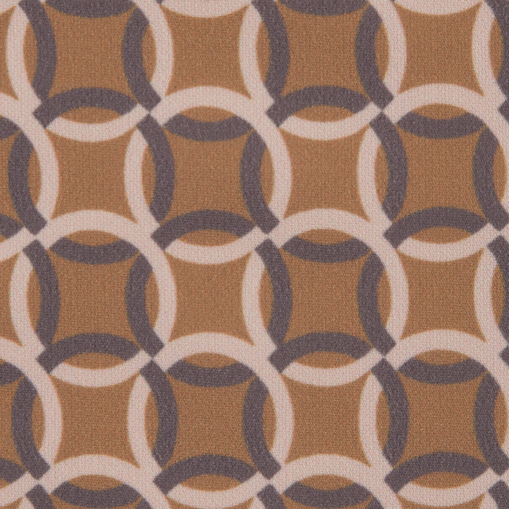Italian Mustard and Beige Geometric Stretch Polyester Detail