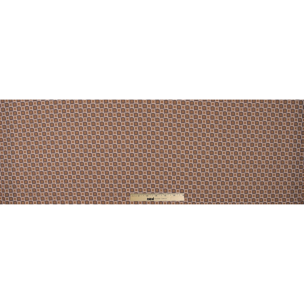 Italian Mustard and Beige Geometric Stretch Polyester Full