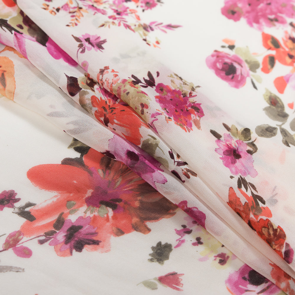 Marc Jacobs Beige and Beetroot Purple Floral Silk Chiffon