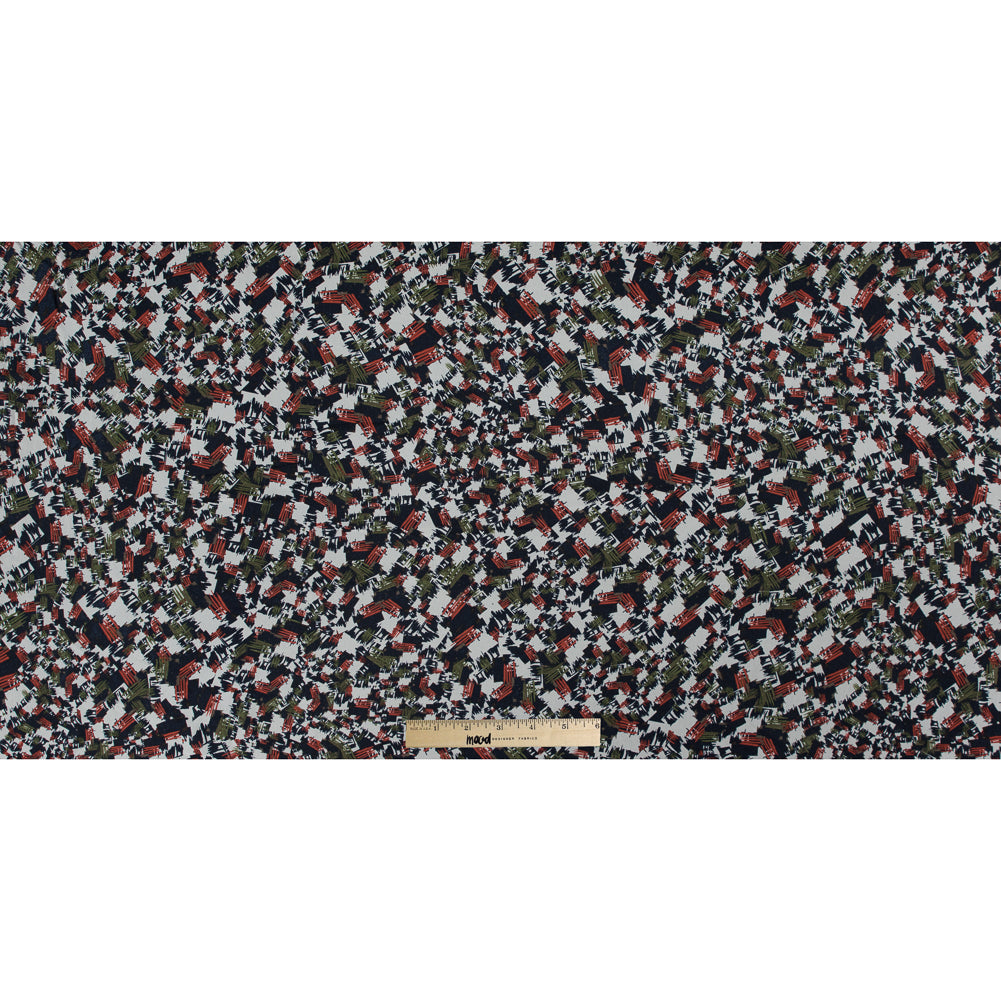 Jason Wu Navy, Burnt Orange and Green Abstract Silk Chiffon Full