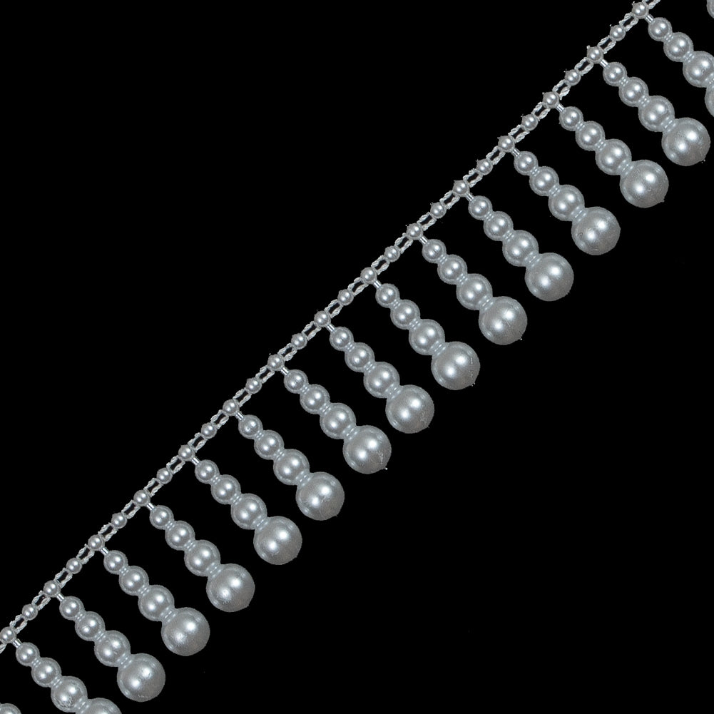 White Plastic Pearl Fringe - 1" Detail